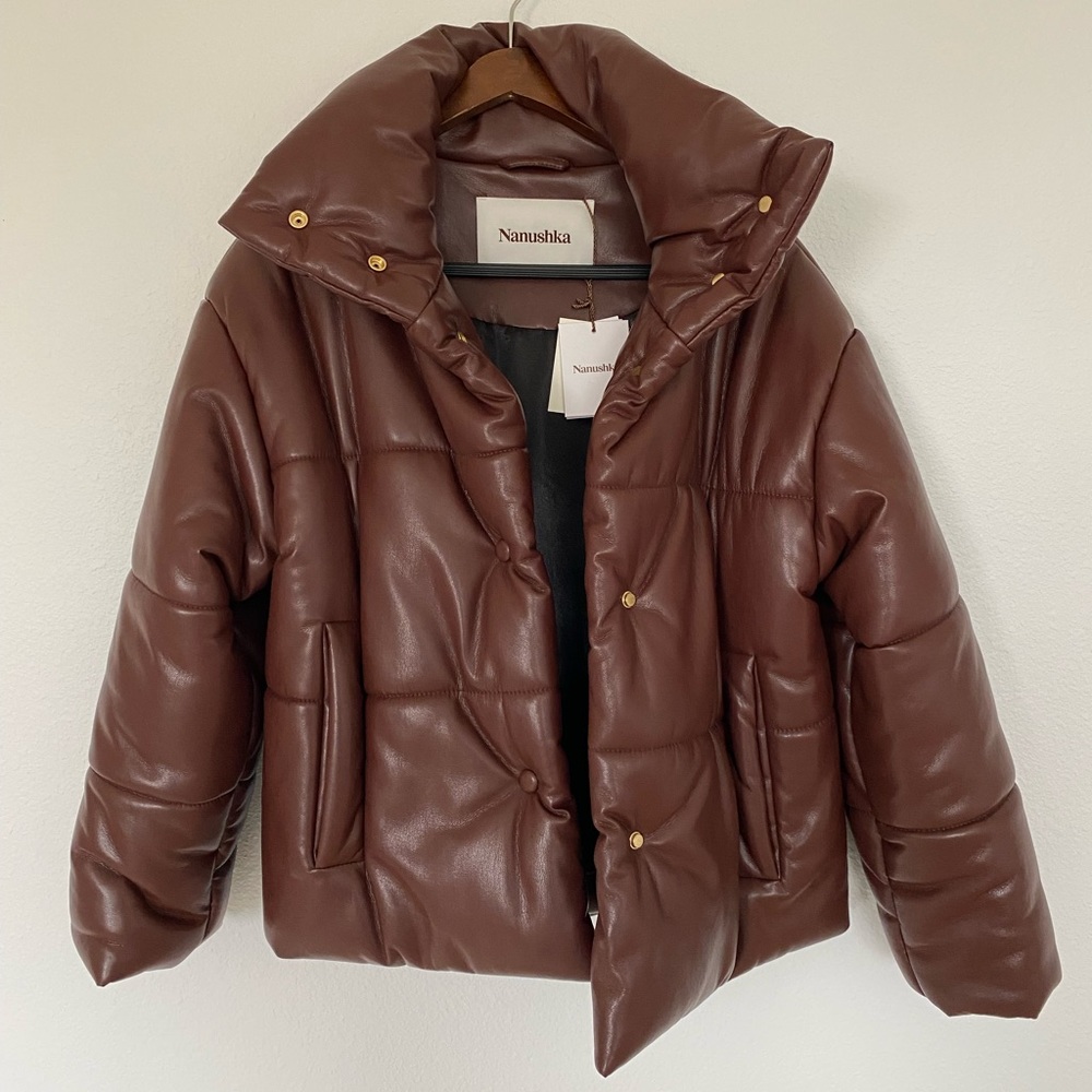 NWT Nanushka vegan leather puffer jacket size small